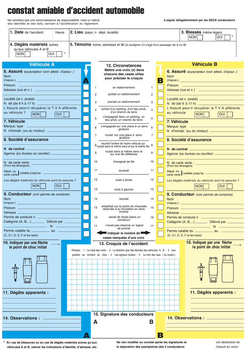 Comment Remplir Un Constat Amiable